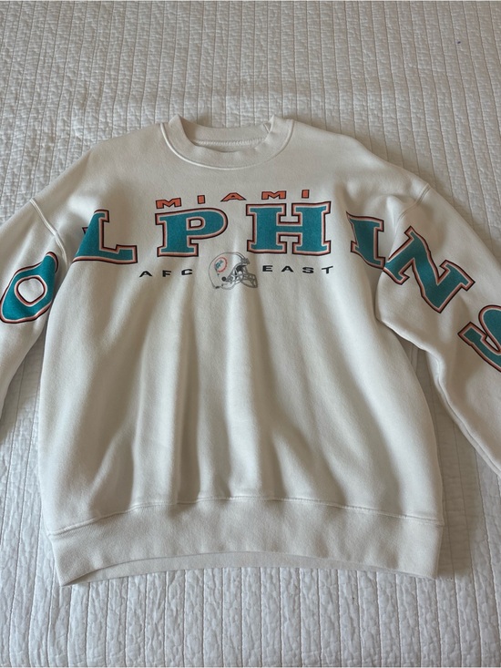 Abercrombie & Fitch Tops - Abercrombie & Fitch White Crewneck Sweatshirt with Miami Dolphins Team Graphic